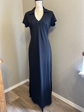 Just Choon L Collared Black Dress